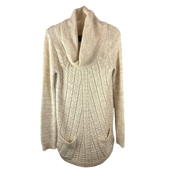 Anthropologie Guinivere Cowlneck Wool Blend Sweater w/ Pockets Cream NWT Sz S - Picture 1 of 9